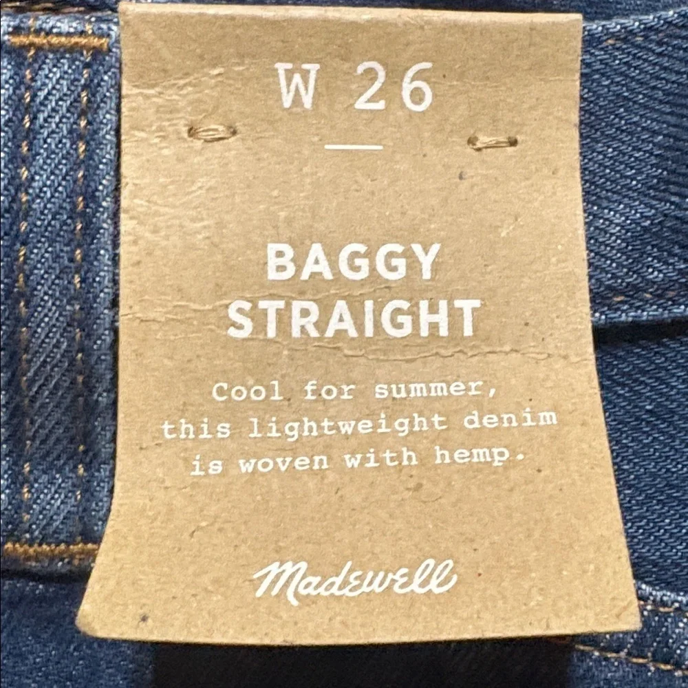 NWT Madewell Women’s Straight Baggy Denim Jeans Size‎ 26
